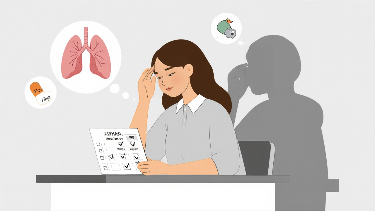 Woman keeping a symptom diary linking NSAIDs to nasal congestion and breathing issues