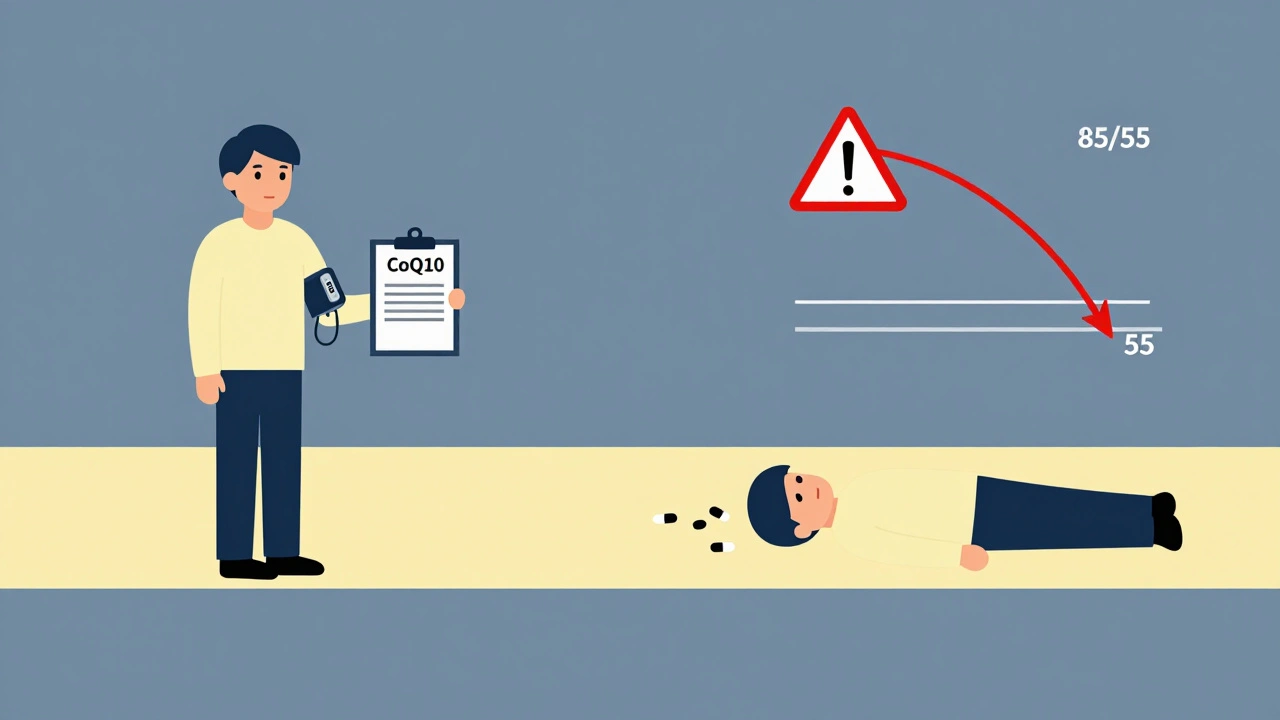 Contrasting scenes: person safely consulting doctor vs. person fainting from low blood pressure.