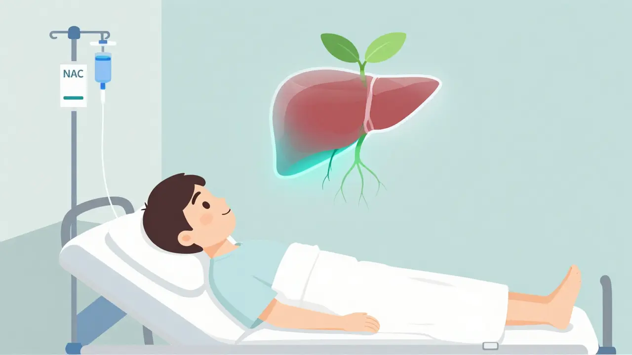 Person in ER with NAC IV and liver regenerating like a plant from damage to health