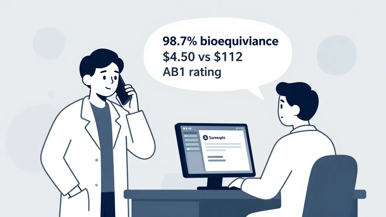 Pharmacist communicating generic substitution data to a prescriber via phone