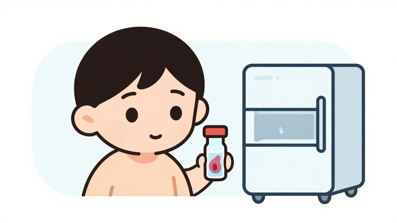 A young child with ovarian tissue preserved in a cryo vial