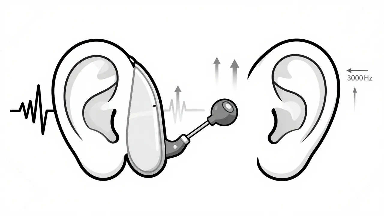 Side-by-side comparison of generic vs. real-ear measured hearing aid settings, showing accurate sound amplification at key frequencies.
