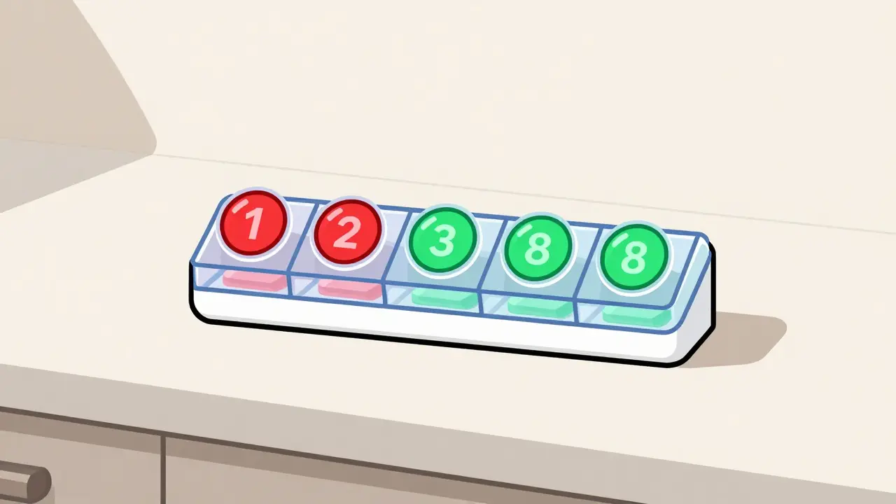 Electronic pill organizer with color lights