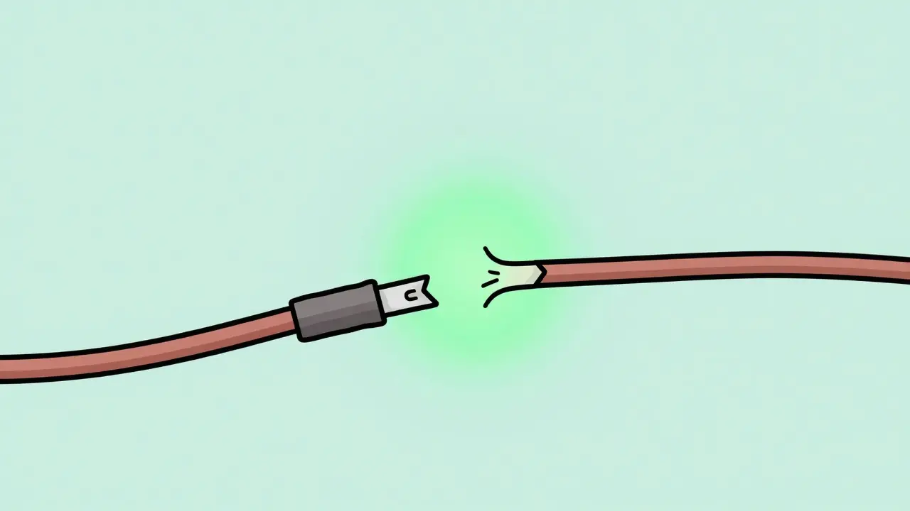 A damaged nerve wire being repaired and glowing green to symbolize recovery